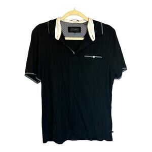 Ted Baker Shirt Men's Size 4 US Size Large Polo‎ Black White